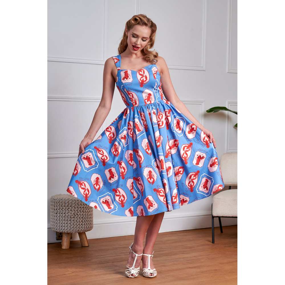 Banned - Winnie Lobster Love Flare Kleid - Blau